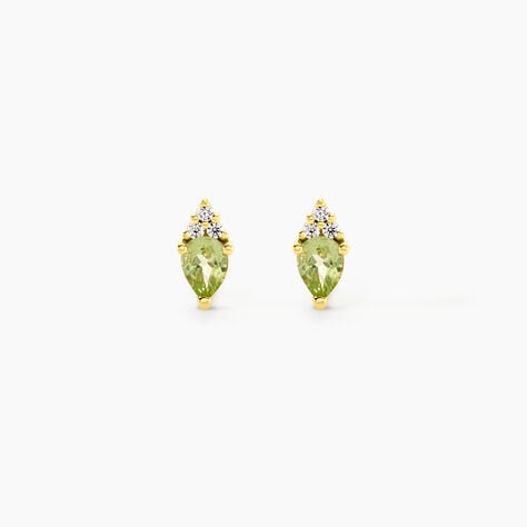 Boucles D'Oreilles Puces Poem Argent Jaune P&eacute;ridot Oxyde De Zirconium - Puces Femme | Marc Orian