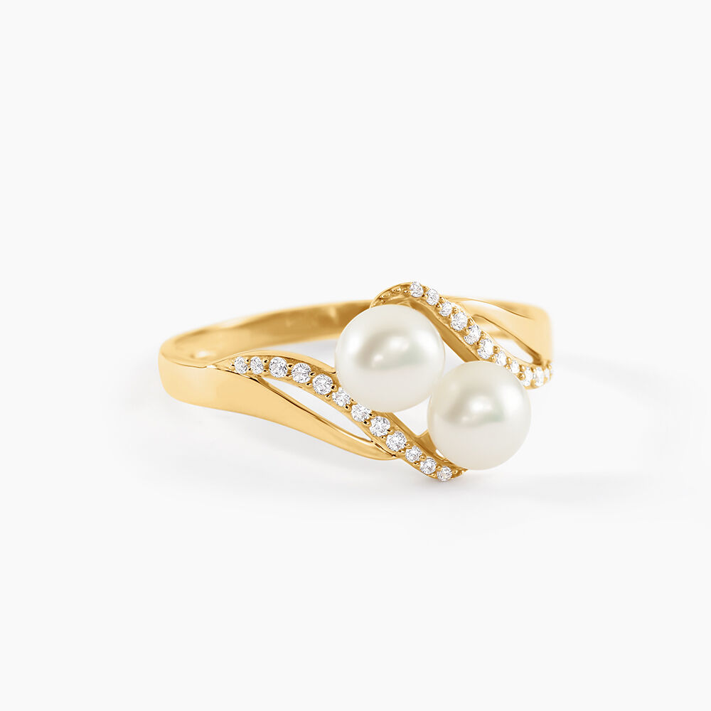 Bague Loeva Or Jaune Perle De Culture Et Oxyde De Zirconium - Bagues vintage Femme | Marc Orian