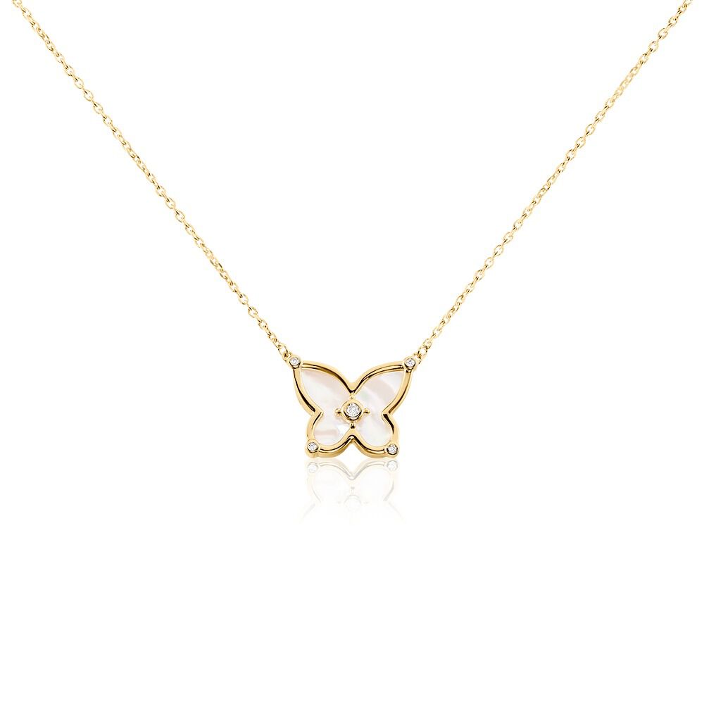 Collier Areli Plaque Or Doré Nacre Oxyde De Zirconium - Colliers avec pierres Femme | Marc Orian