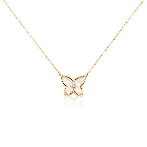 Collier Areli Plaque Or Doré Nacre Oxyde De Zirconium - Colliers avec pierres Femme | Marc Orian