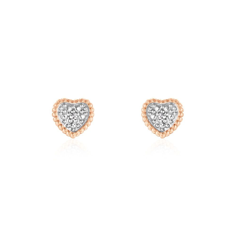 Boucles D'oreilles Puces Mon 1er Diamant Or Rose Diamant -  Femme | Marc Orian