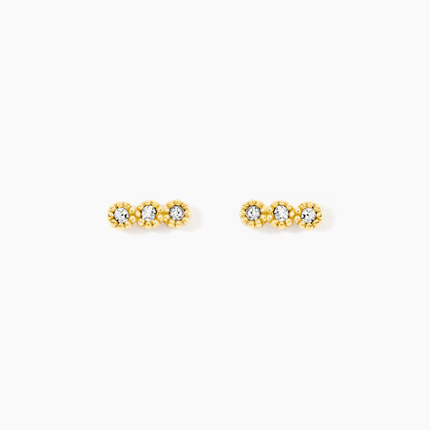 Boucles D'Oreilles Puces Sheima Acier Jaune Cristal - Puces Femme | Marc Orian
