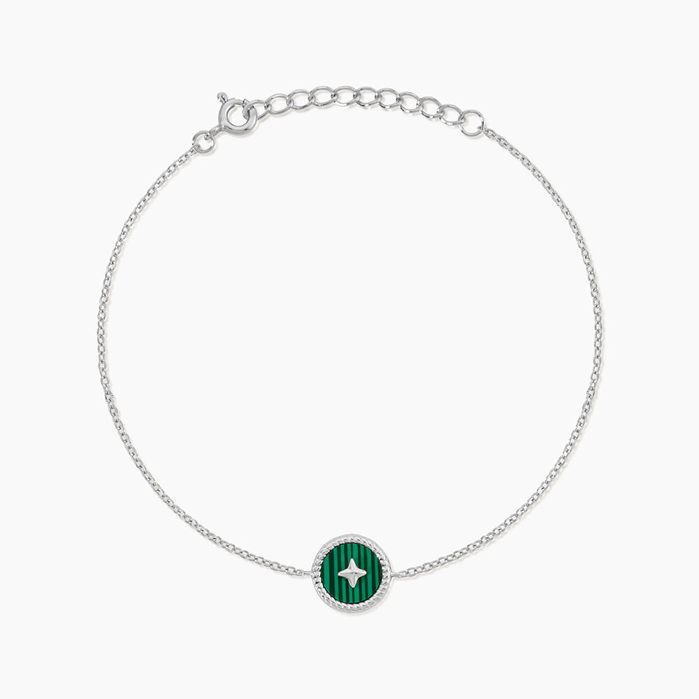 Bracelet Izarra Argent Blanc Malachite - Bracelets Medailles Femme | Marc Orian