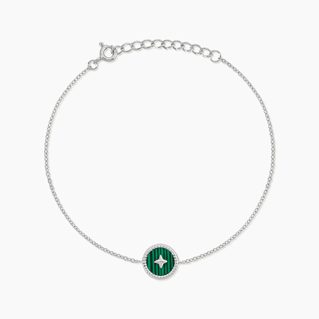 Bracelet Izarra Argent Blanc Malachite - Bracelets Medailles Femme | Marc Orian