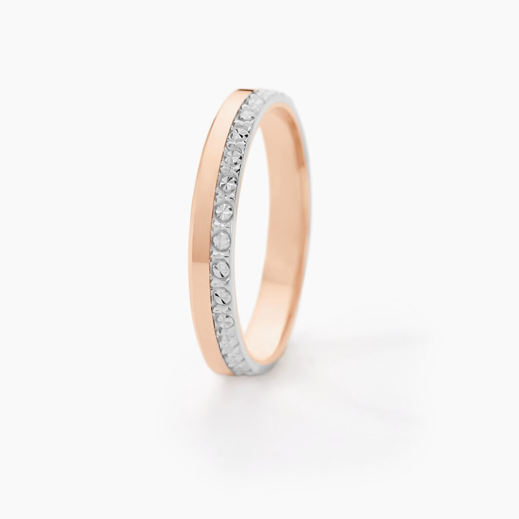 Alliance Fantaisie Diamantee Ruban Plat Or Bicolore - Alliances duo Unisex | Marc Orian