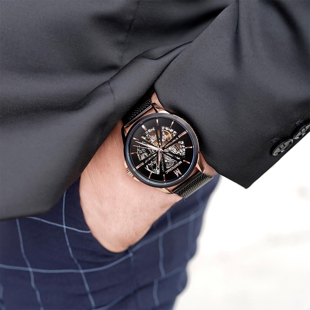 Montre Montignac Round Automatique Noir - Montres automatiques Homme | Marc Orian