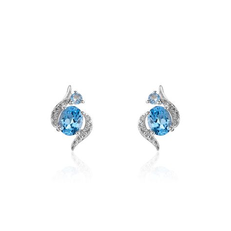 Boucles D'oreilles Puces Sunset Or Blanc Topaze Oxyde - Clous d'oreilles Femme | Marc Orian