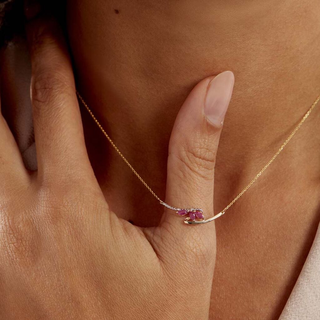 Collier Petale Or Bicolore Rubis Et Diamant - Colliers Femme | Marc Orian