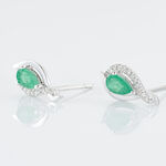 Boucles D'oreilles Puces Angelika Or Blanc Emeraude Et Diamant - Puces Femme | Marc Orian