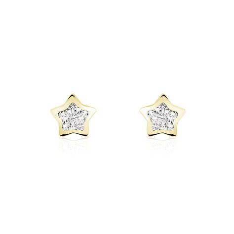 Boucles D'oreilles Puces Elais Etoile 0 Or Jaune Strass - Clous d'oreilles Femme | Marc Orian