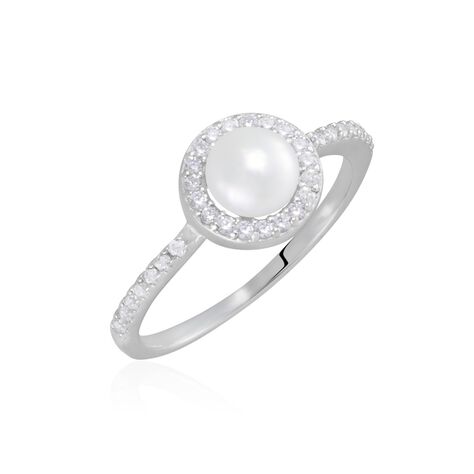 Bague Argent Blanc Suada Perle De Culture Oxyde De Zirconium - Bagues vintage Femme | Marc Orian