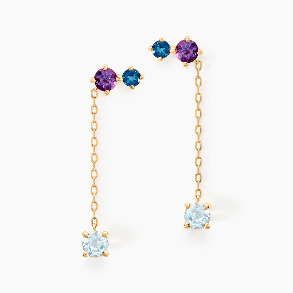 Boucles D'oreilles Pendantes Amaranta Or Jaune Topaze Am&eacute;thyste - Pendantes Femme | Marc Orian