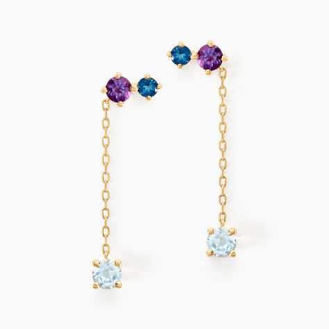 Boucles D'oreilles Pendantes Amaranta Or Jaune Topaze Am&eacute;thyste - Pendantes Femme | Marc Orian