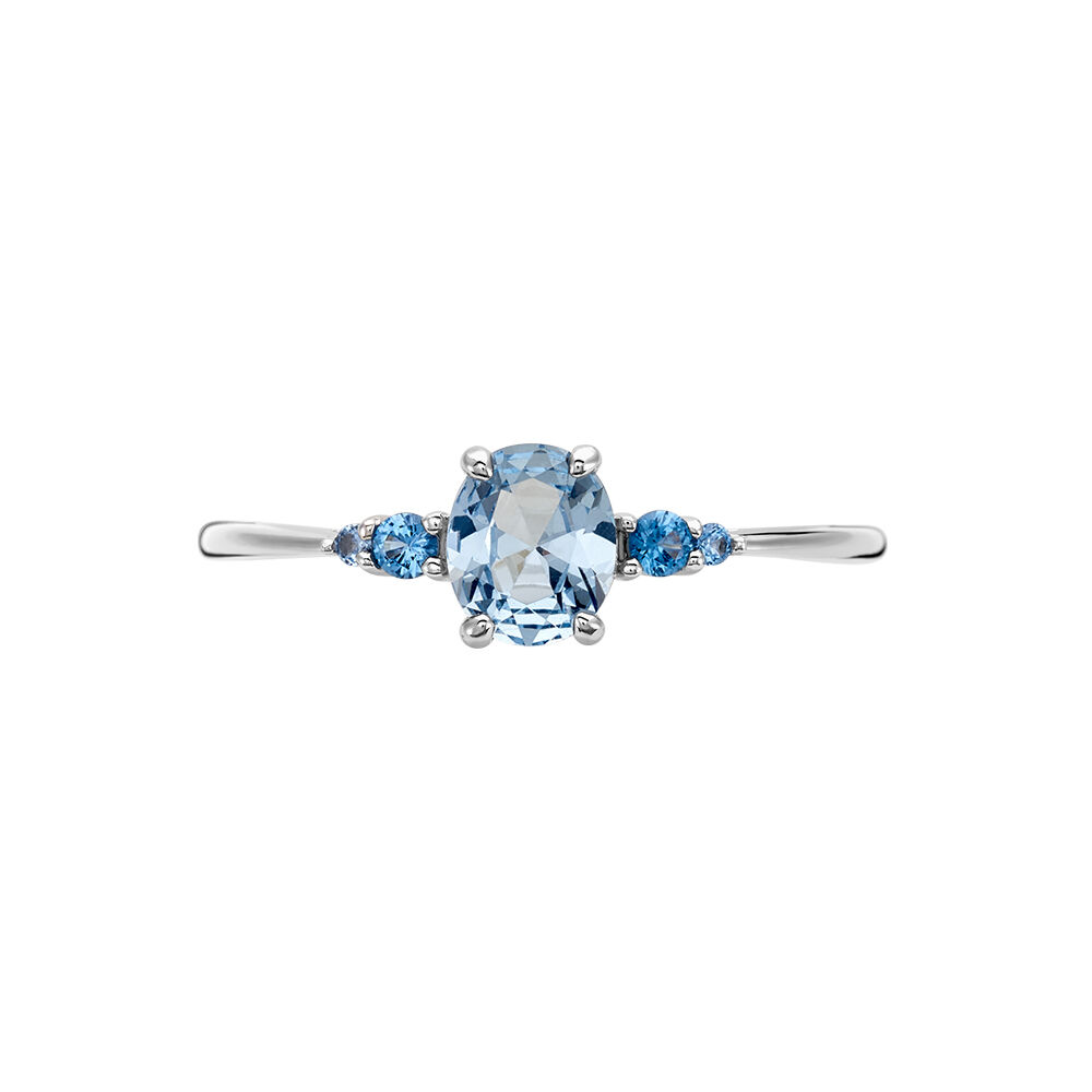 Solitaire Accompagne Argent Rainbow Oxyde De Zirconium Bleu T48 - Bagues de promesse Femme | Marc Orian