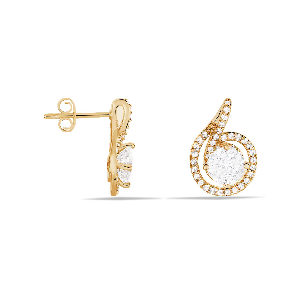 Boucles D'oreilles Puces Florentina Plaqué Or Jaune Oxyde De Zirconium - Puces Femme | Marc Orian