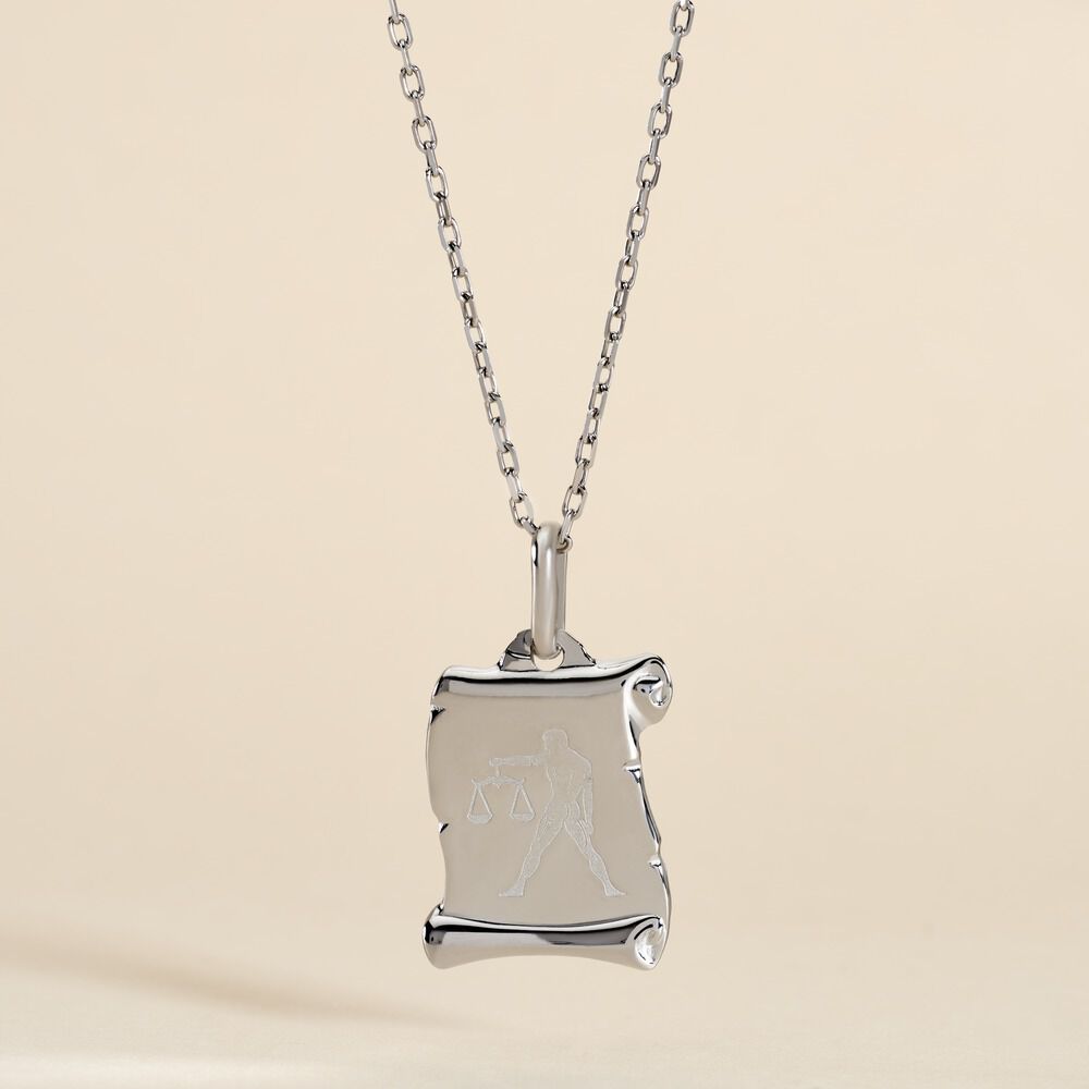 Pendentif Zodiaque Parchemin Argent Blanc - Bijoux personnalis&eacute;s Famille | Marc Orian