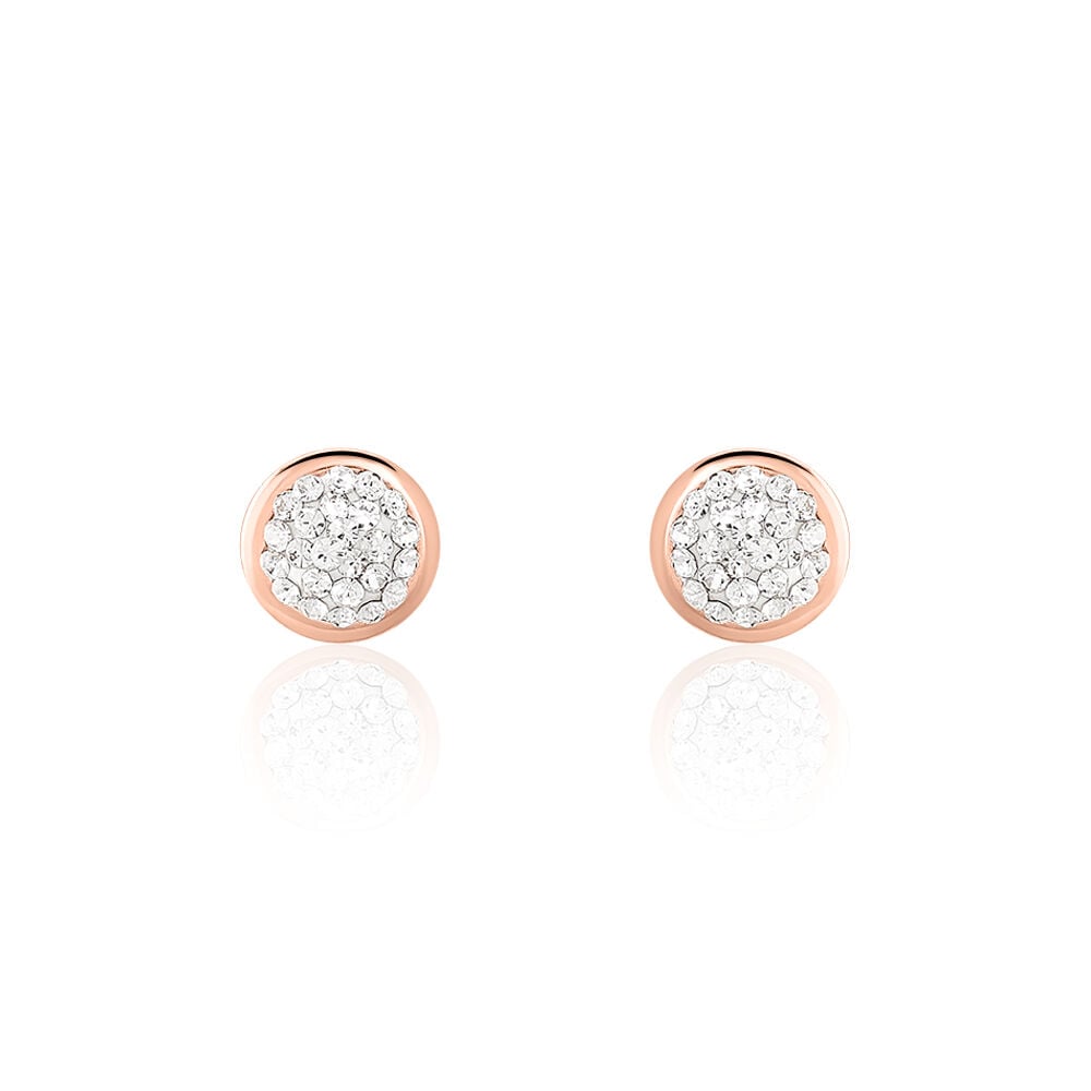 Boucles D'oreilles Puces Edmee Cercle 0 Or Rose Strass - Puces Femme | Marc Orian