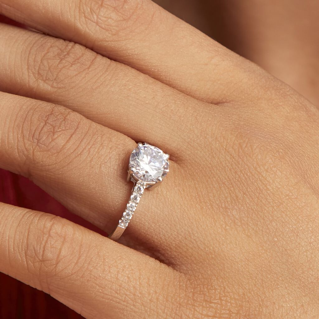 Bague Solitaire Terese Or Blanc Oxyde De Zirconium - Bagues Solitaire Femme | Marc Orian