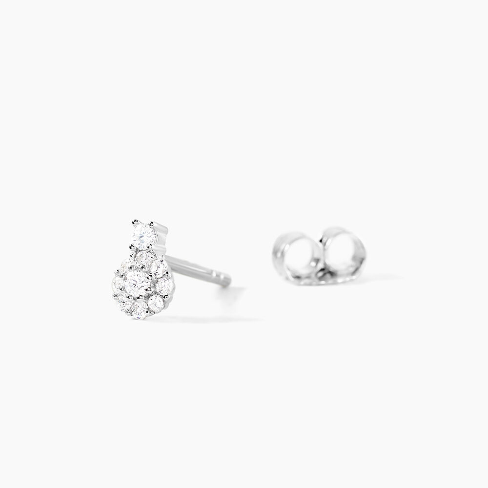 Boucles D'oreilles Puces Melyna Argent Blanc Oxyde De Zirconium - Puces Femme | Marc Orian