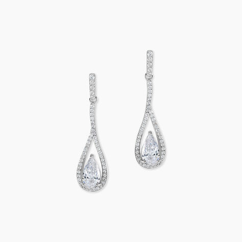 Boucles D'oreilles Pendantes Elorah Argent Blanc Oxyde De Zirconium - Pendantes Femme | Marc Orian