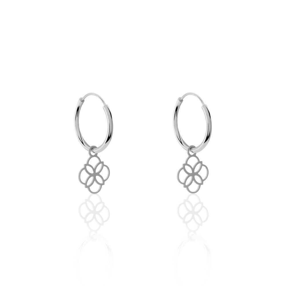Creoles Elvyn Argent Blanc - Boucles d'oreilles pampille Femme | Marc Orian