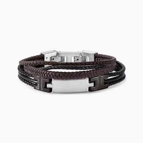Bracelet Jourdan Thasos Cuir Noir Et Marron - Fête des pères Homme | Marc Orian