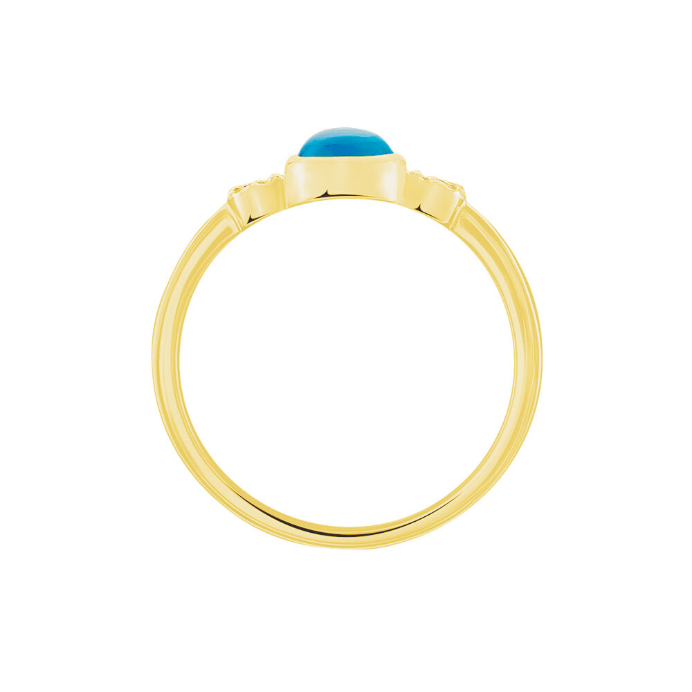 Bague Argent Dore Helko Calcedoine Bleue - Bagues de promesse Femme | Marc Orian
