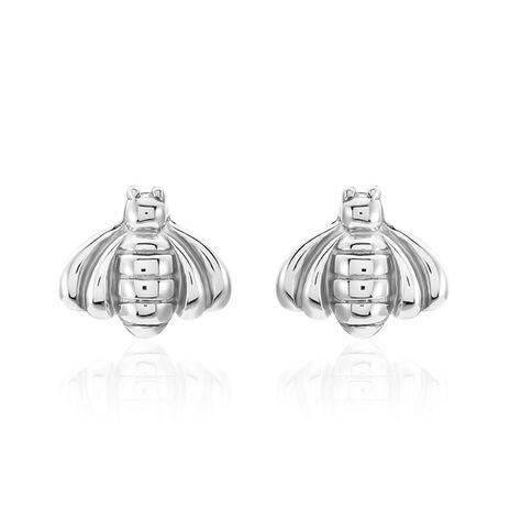 Boucles D'oreilles Puces Bee Argent Blanc - Clous d'oreilles Femme | Marc Orian