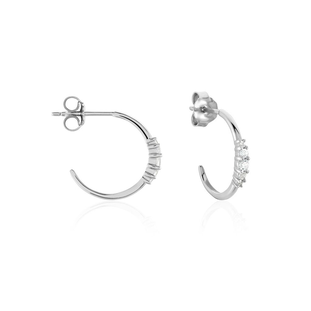 Créoles Anemone Argent Blanc Oxyde De Zirconium - Créoles Femme | Marc Orian