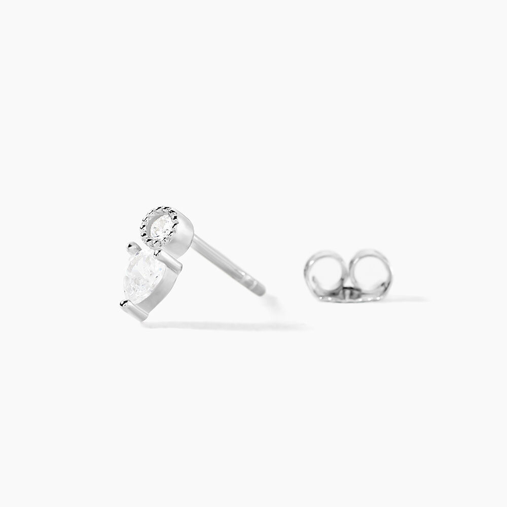 Boucles D'oreilles Puces Argent Blanc Delya Oxyde De Zirconium - Puces Femme | Marc Orian