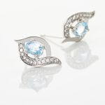 Boucles D'oreilles Lydia Or Blanc Topaze Oxyde - Puces Femme | Marc Orian