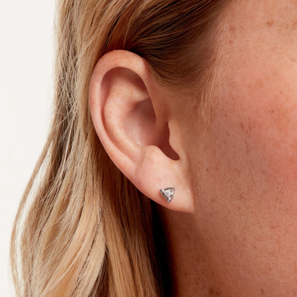 Boucles D'Oreilles Puces Sabia Argent Blanc Oxyde De Zirconium - Puces Femme | Marc Orian