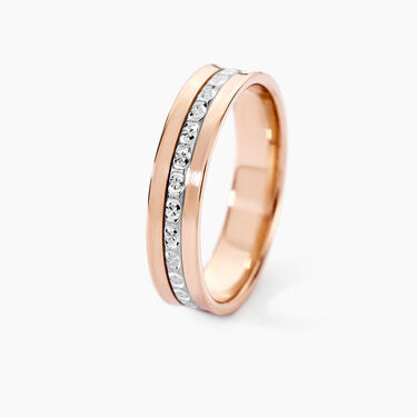 Alliance Fantaisie Diamantee Ruban Plat Or Bicolore