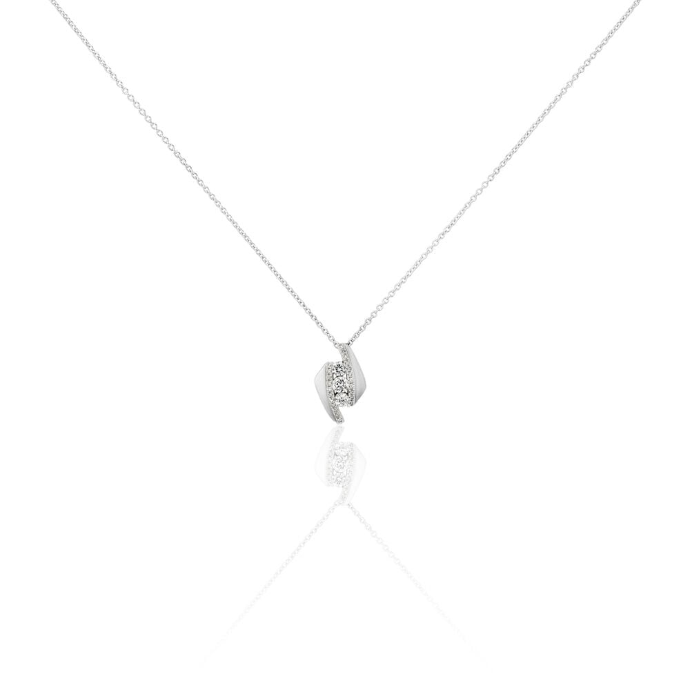 Collier Barbara Or Blanc Diamant - Colliers avec pierres Femme | Marc Orian
