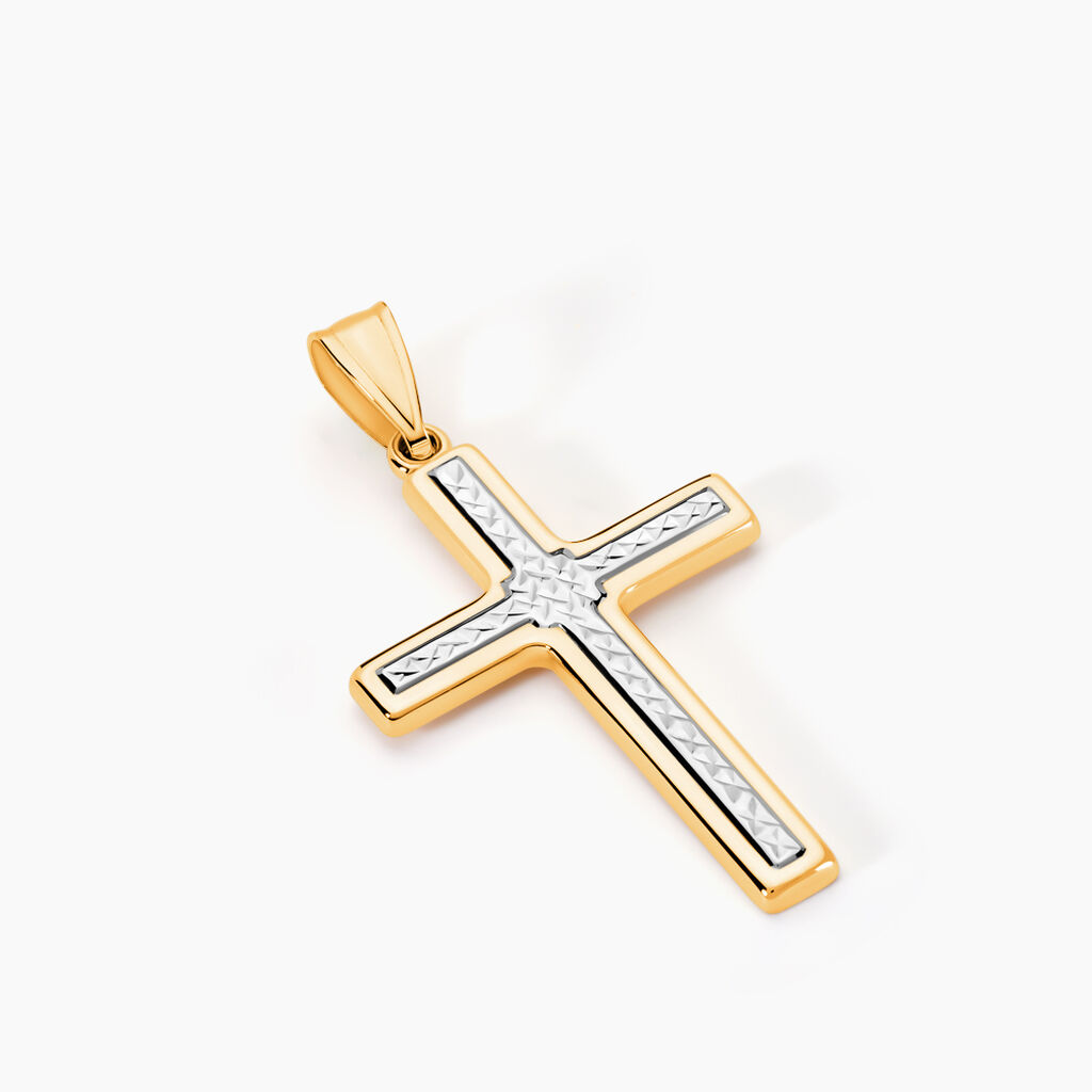 Pendentif Benny Croix Ciselee Or Bicolore - Pendentifs Famille | Marc Orian