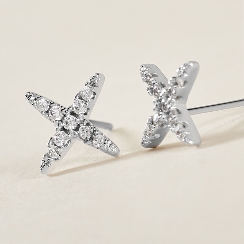 Boucles D'oreilles Puces Clovia Argent Blanc Oxyde De Zirconium - Puces Femme | Marc Orian