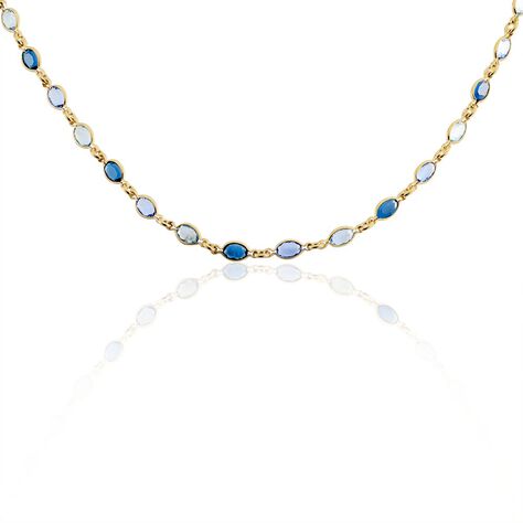Collier Ilvaae Plaqué Or Pierre De Synthèse Bleue - Colliers avec pierres Femme | Marc Orian