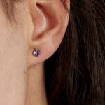 Boucles D'oreilles Puces Elea Serti Griffes 3 Or Blanc Amethyste - Puces Femme | Marc Orian