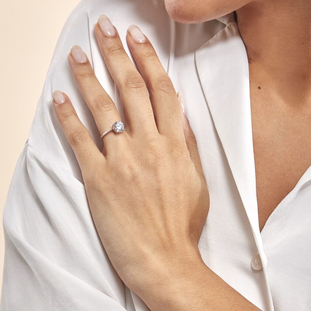 Bague Solitaire Abriel Or Blanc Oxyde De Zirconium - Bagues Solitaire Femme | Marc Orian