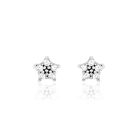 Boucles D'oreilles Puces Elais Etoile Or Blanc Oxyde De Zirconium - Puces Femme | Marc Orian