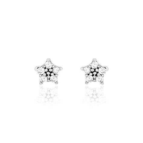 Boucles D'oreilles Puces Elais Etoile Or Blanc Oxyde De Zirconium - Clous d'oreilles Femme | Marc Orian