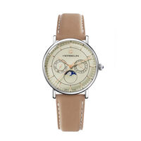 cadran argenté fond crème bracelet cuir beige