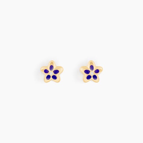Boucles D'oreilles Puces Fleur Email Or Jaune - Puces Enfant | Marc Orian