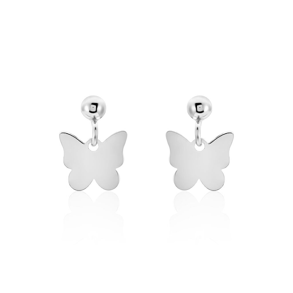 Boucles D'oreilles Pendantes Papilio Argent Blanc - Pendantes Femme | Marc Orian