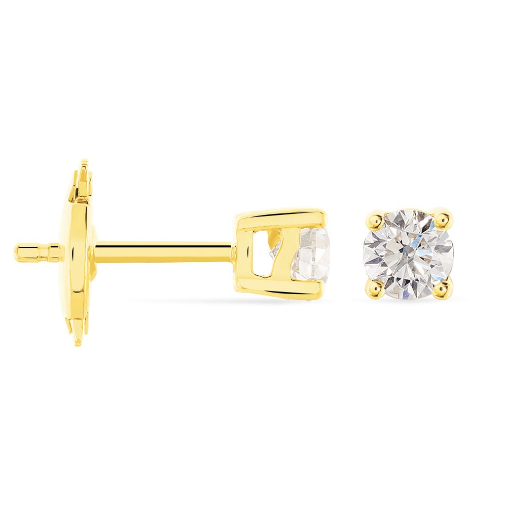Boucles D'oreilles Puces Victoria Or Jaune Diamant - Puces Femme | Marc Orian