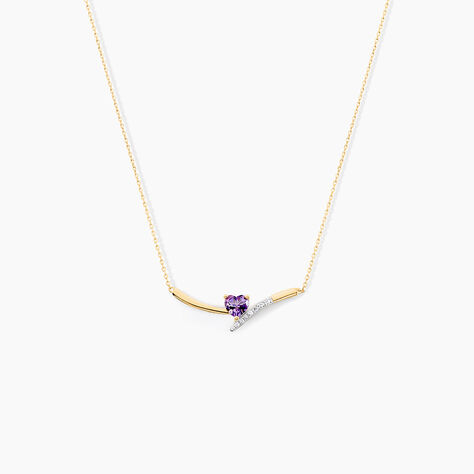 Collier Eva Or Jaune Amethyste Et Oxyde De Zirconium - Colliers avec pierres Femme | Marc Orian