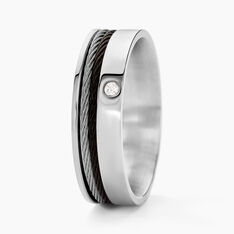 Bague Madine Acier Blanc Diamant - Bagues Homme | Marc Orian