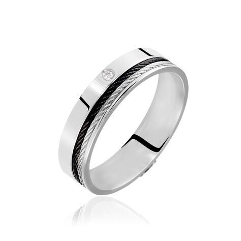 Bague Madine Acier Blanc Diamant - Bagues Homme | Marc Orian
