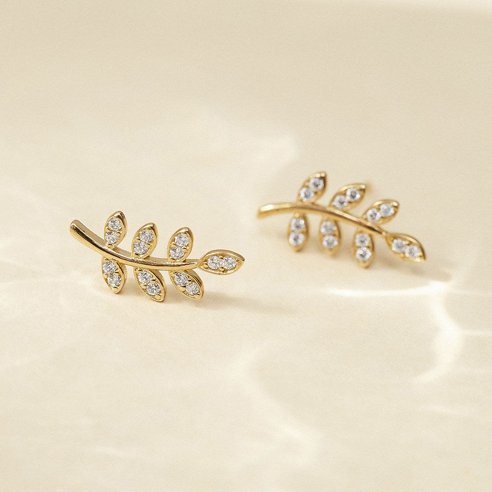 Boucles D'oreilles Puces Ael Or Jaune Oxyde De Zirconium - Puces Femme | Marc Orian