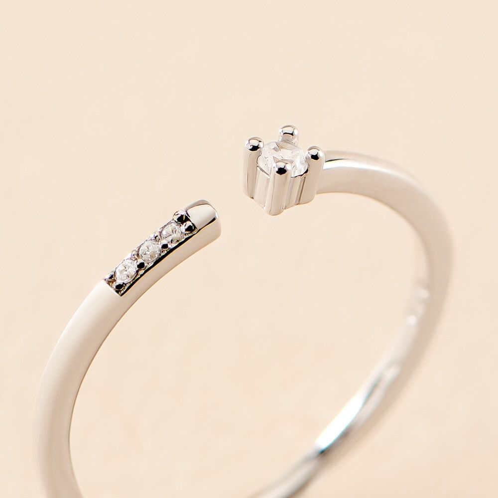 Bague Sherrie Argent Blanc Oxyde De Zirconium - Solitaires Femme | Marc Orian